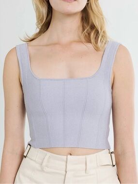 Square-Neck Ribbed Crop Tank in Lavender